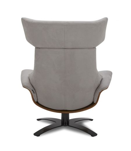 Ensemble Fauteuil + Pouf Microfibre et Chêne Naturel - Naos