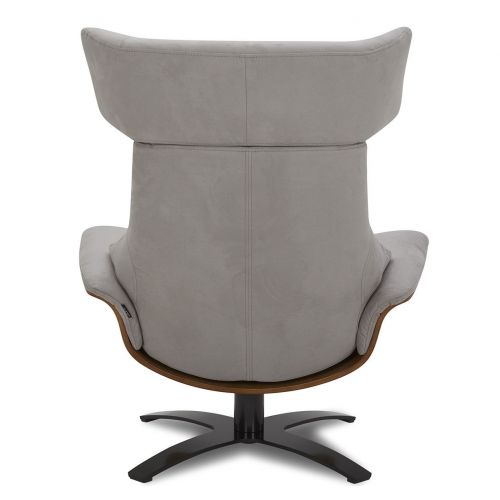 Ensemble Fauteuil + Pouf Microfibre et Chêne Naturel - Naos