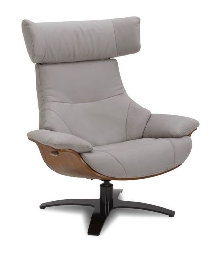 Ensemble Fauteuil + Pouf Microfibre et Chêne Naturel - Naos