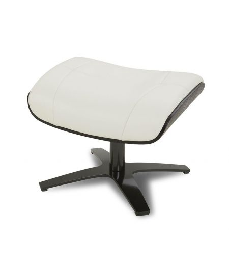 Ensemble fauteuil + pouf cuir et chêne noir - Naos