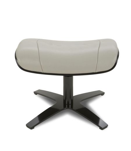 Ensemble fauteuil + pouf cuir et chêne noir - Naos