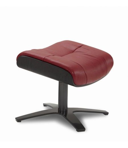 Ensemble fauteuil + pouf cuir et chêne noir - Naos
