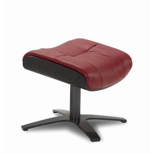 Ensemble fauteuil + pouf cuir et chêne noir - Naos