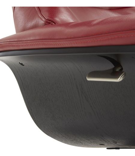 Ensemble fauteuil + pouf cuir et chêne noir - Naos