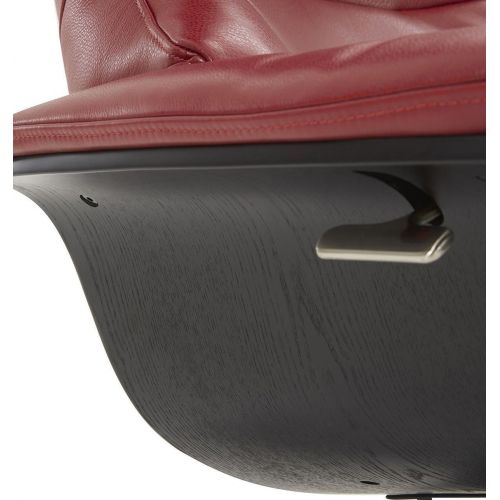 Ensemble fauteuil + pouf cuir et chêne noir - Naos