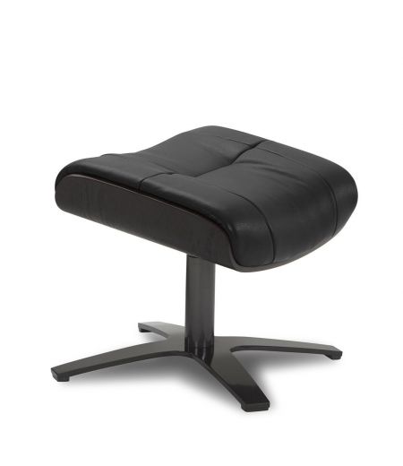 Ensemble fauteuil + pouf cuir et chêne noir - Naos