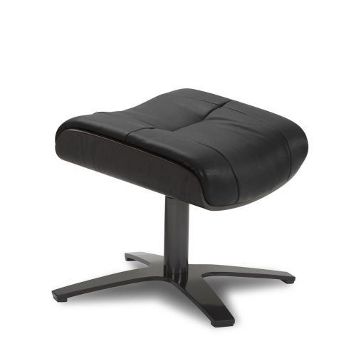 Ensemble fauteuil + pouf cuir et chêne noir - Naos