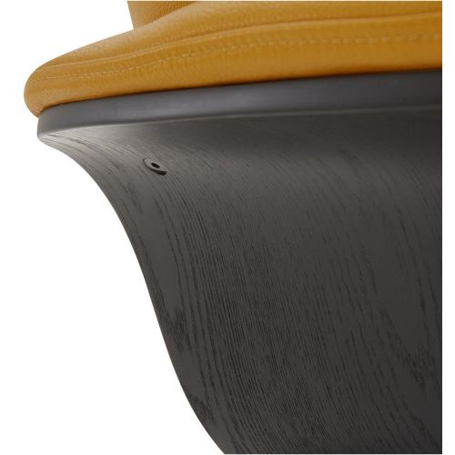 Ensemble fauteuil + pouf cuir et chêne noir - Naos