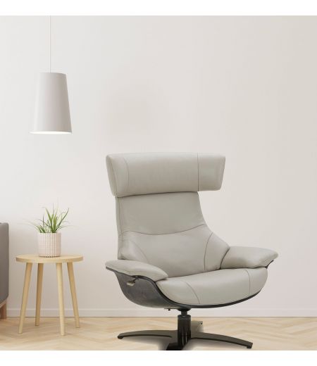 Fauteuil en cuir et chêne noir - Naos