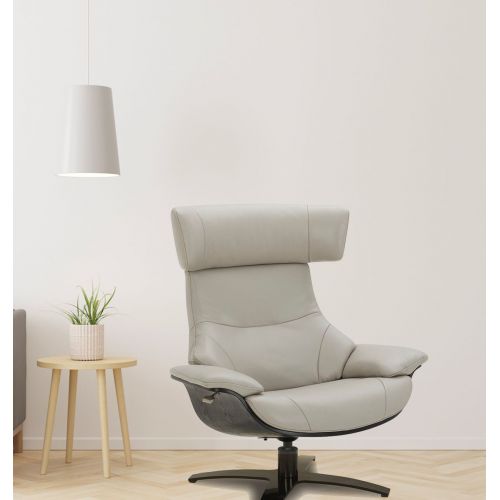 Fauteuil en cuir et chêne noir - Naos