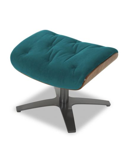 Fabric and Natural Oak Pouffe - Aludra