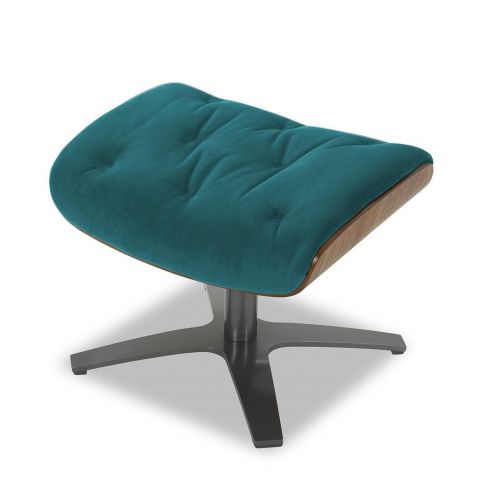 Pouf Tissu et Chêne Naturel - Aludra