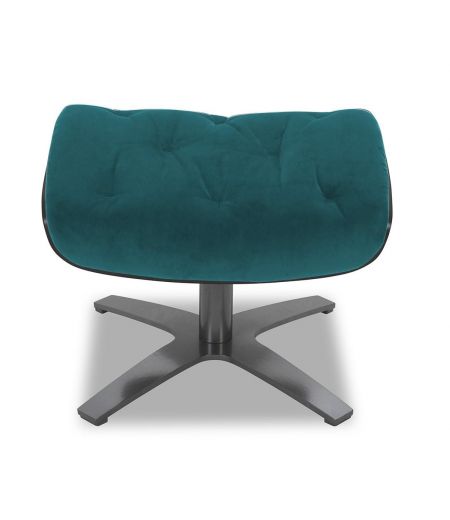 Pouf Tissu et Chêne Noir - Aludra