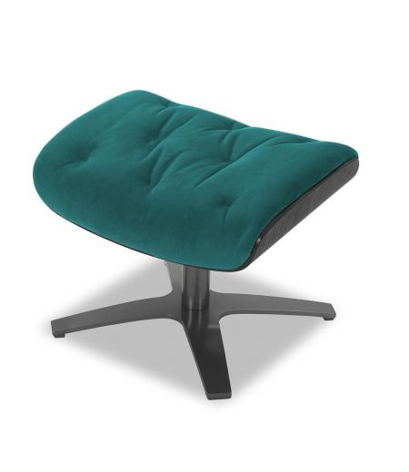 Fabric and Black Oak Pouffe - Aludra