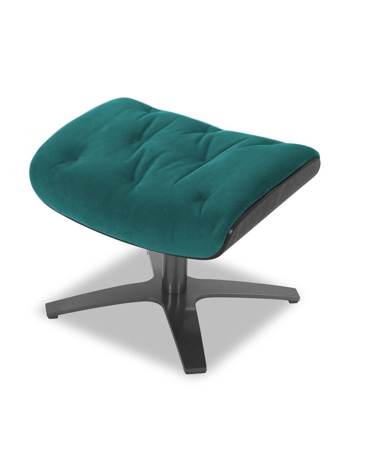 Fabric and Black Oak Pouffe - Aludra