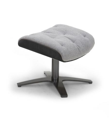 Pouf Fabric or Velvet and Black Oak - Aludra - Grey