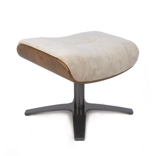Pouf Tissu ou Velours et Chêne Naturel - Véga