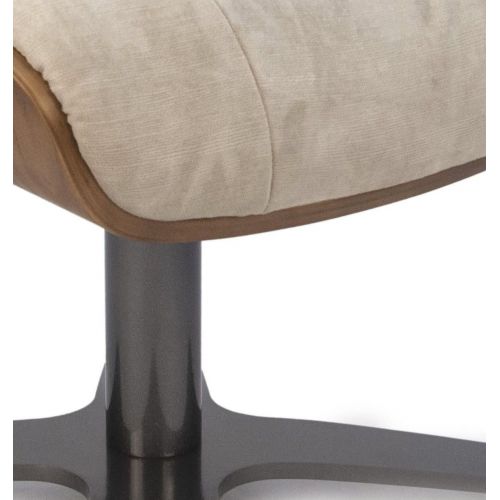 Pouf Tissu ou Velours et Chêne Naturel - Véga