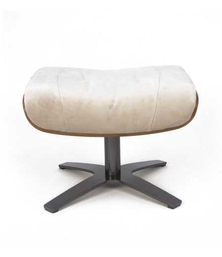 Puf de Tela o Terciopelo y Roble Natural - Véga