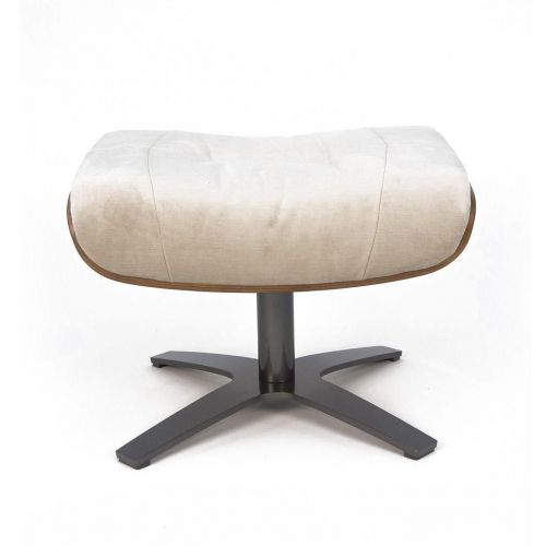 Pouf Tissu ou Velours et Chêne Naturel - Véga