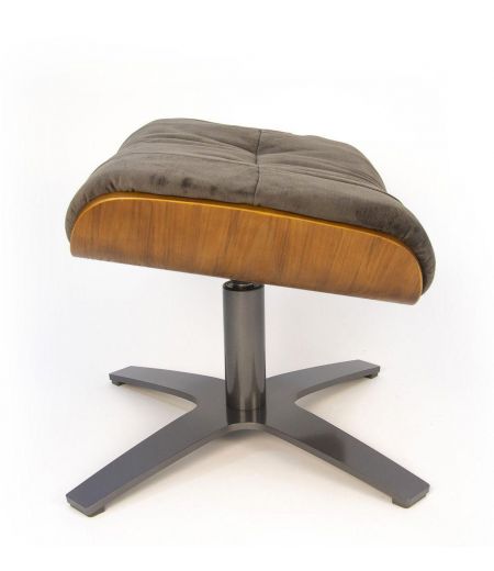 Pouf Tissu ou Velours et Chêne Naturel - Véga