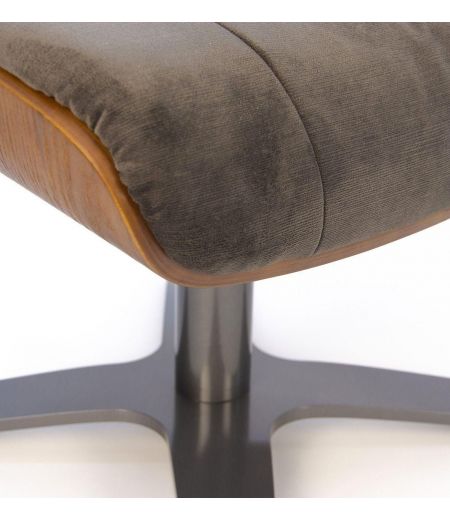 Puf de Tela o Terciopelo y Roble Natural - Véga