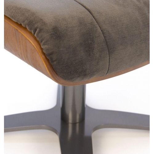 Pouf Tissu ou Velours et Chêne Naturel - Véga