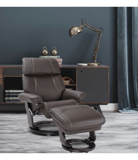fauteuil -pivotant-cuir- manuel- marron- -minorque