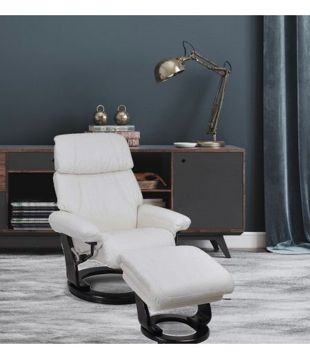 fauteuil -relaxant-cuir -television-blanc- inclinable-minorque