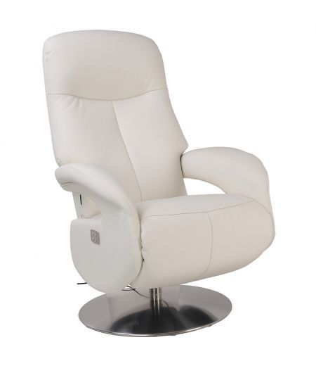 Electric Relaxation Armchair - Leather and Microstar - TOLMA - White