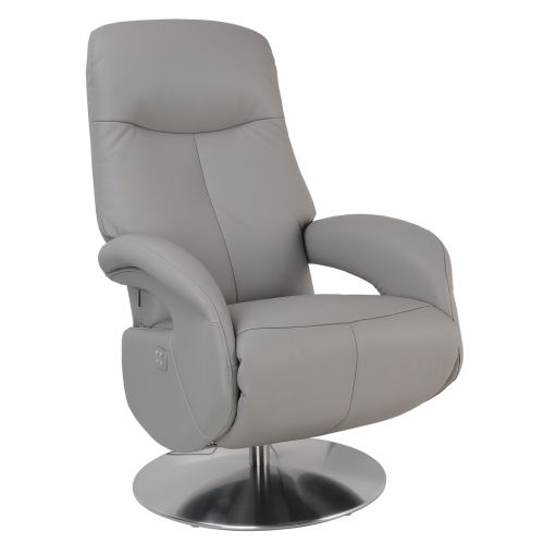 fauteuil -relaxation -electrique -2moteurs- design-cuir- gris - tourterelle-tolma