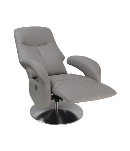 fauteuil -relaxation -electrique -2moteurs- design-cuir- gris - tourterelle-tolma