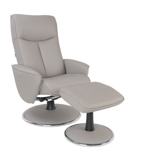 Manual Relaxation Armchair - Leather and Microstar - NEPHOS - Turtledove