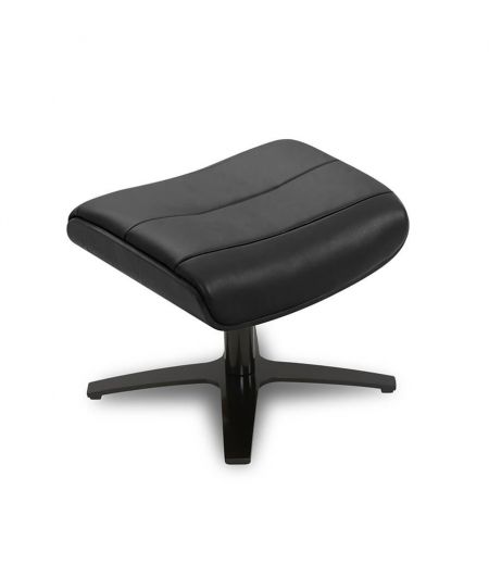 Pouf Cuir et Chêne Noir - Véga - Noir