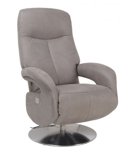 Fauteuil de Relaxation Electrique - Cuir et Microstar - TOLMA - gris - gris cendré