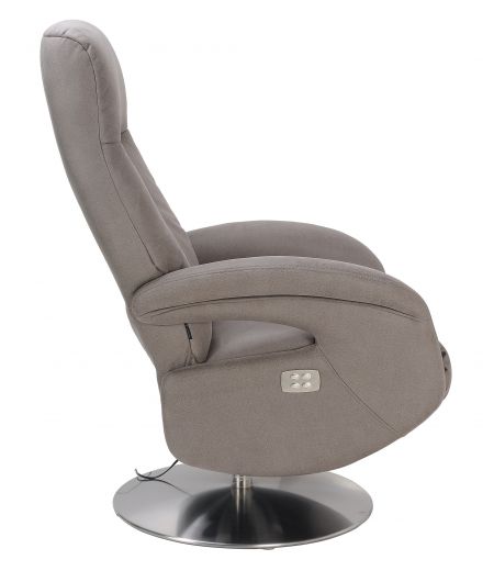Fauteuil de Relaxation Electrique - Cuir et Microstar - TOLMA - gris - gris cendré