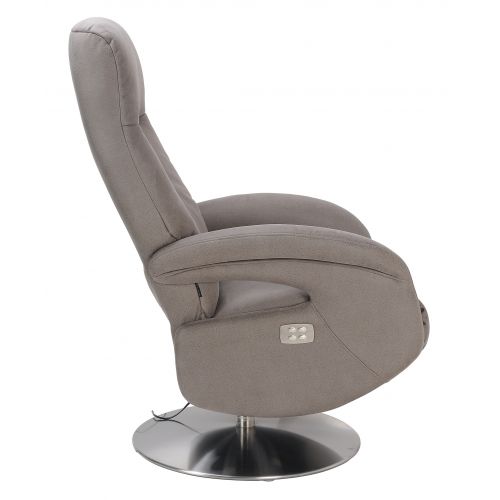 Fauteuil de Relaxation Electrique - Cuir et Microstar - TOLMA - gris - gris cendré