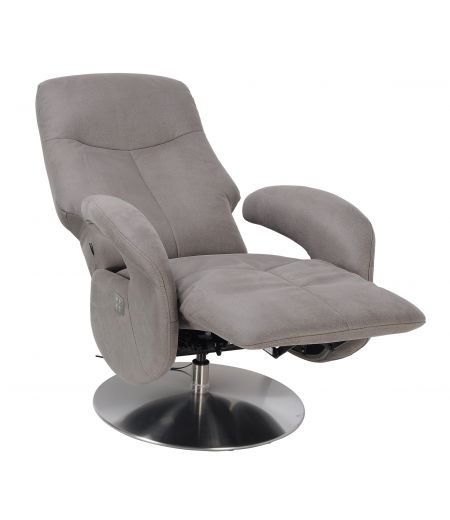 Fauteuil de Relaxation Electrique - Cuir et Microstar - TOLMA - gris - gris cendré
