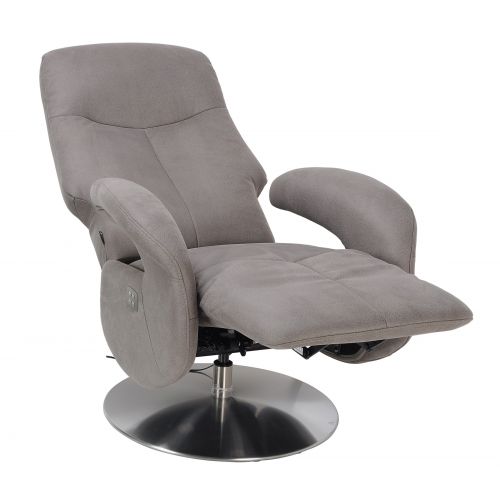 Fauteuil de Relaxation Electrique - Cuir et Microstar - TOLMA - gris - gris cendré