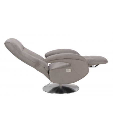 Fauteuil de Relaxation Electrique - Cuir et Microstar - TOLMA - gris - gris cendré