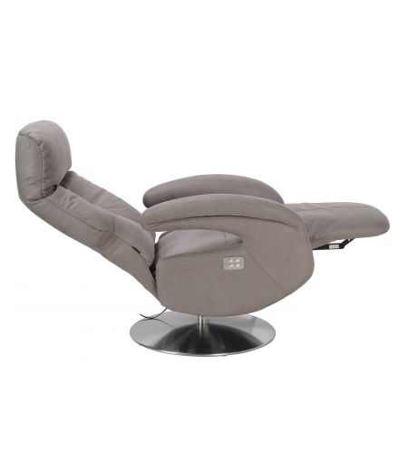 Fauteuil de Relaxation Electrique - Cuir et Microstar - TOLMA - gris - gris cendré