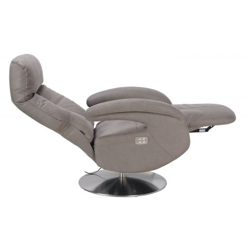 Fauteuil de Relaxation Electrique - Cuir et Microstar - TOLMA - gris - gris cendré